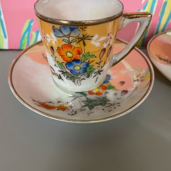 Vintage-Hand Painted CeramicCruetSet,1920's Japan,serving dish(2),cups/saucers 4 - Picture 3 of 16